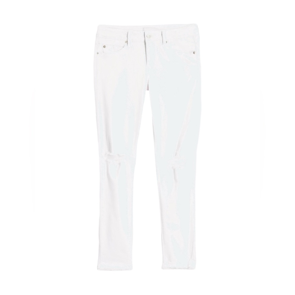 EUC Just USA Teagan Distressed Scissor Hem White Skinny Jeans 28
